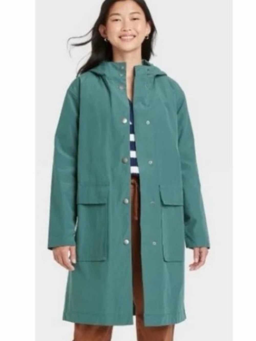 a new day women’s teal hooded rain coat NWT size medium